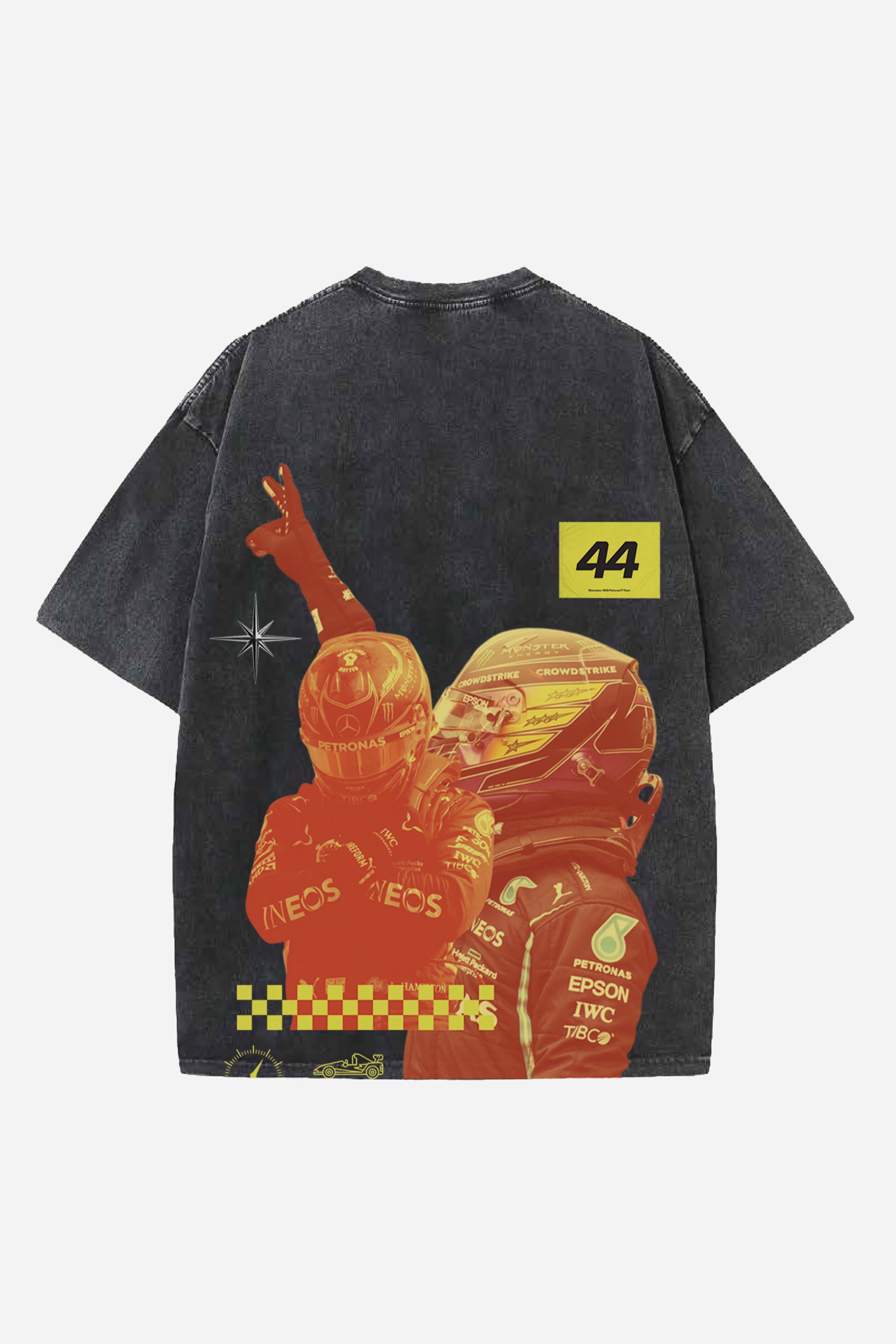 LEWIS HAMILTON CARS DESIGNED OVERSIZED T-SHIRT