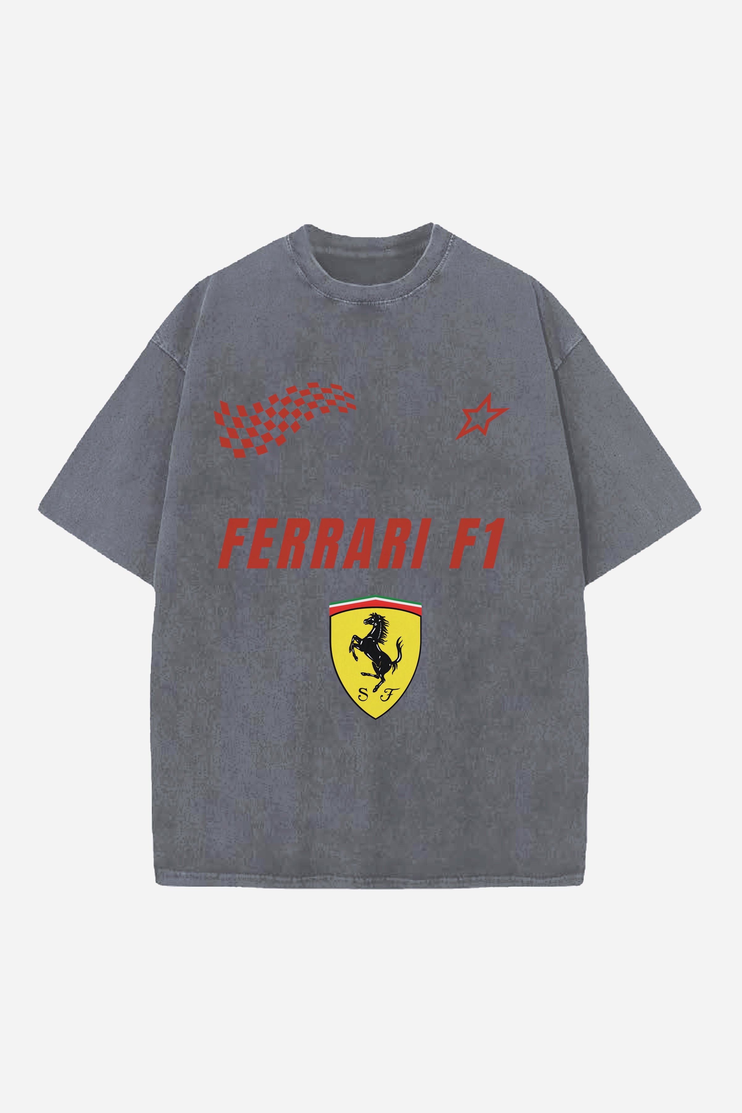 FERRARI F1 CARS DESIGNED OVERSIZED T-SHIRT