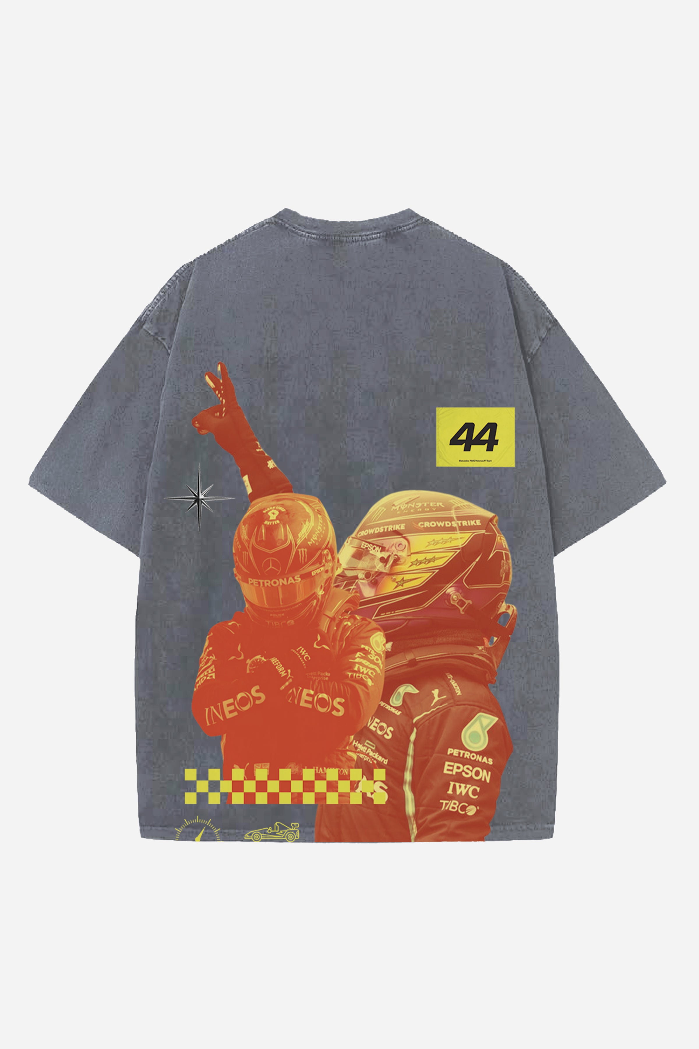 LEWIS HAMILTON CARS DESIGNED OVERSIZED T-SHIRT