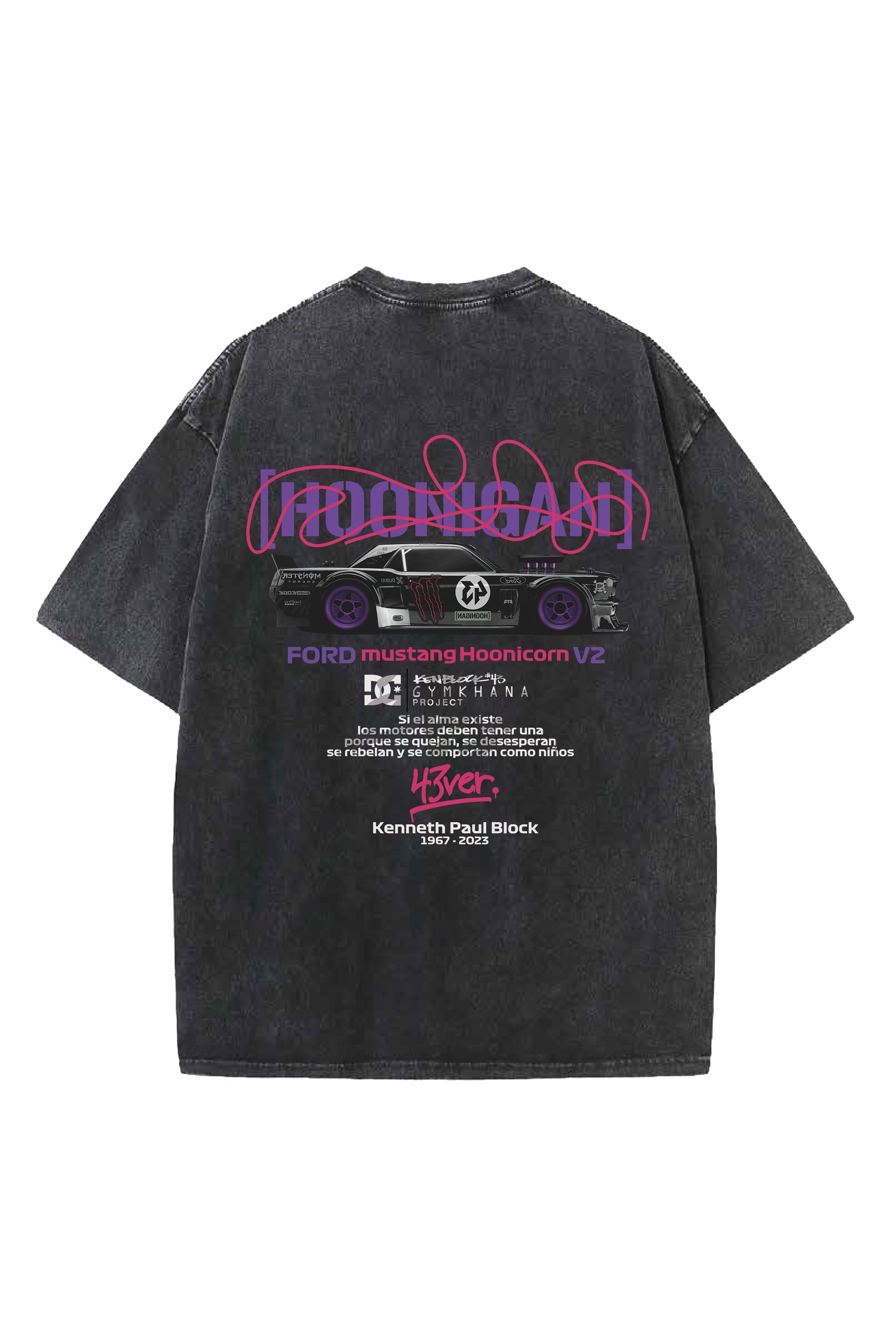 HOONIGAN CARS DESIGNED ACID-WASH OVERSIZED T-SHIRT