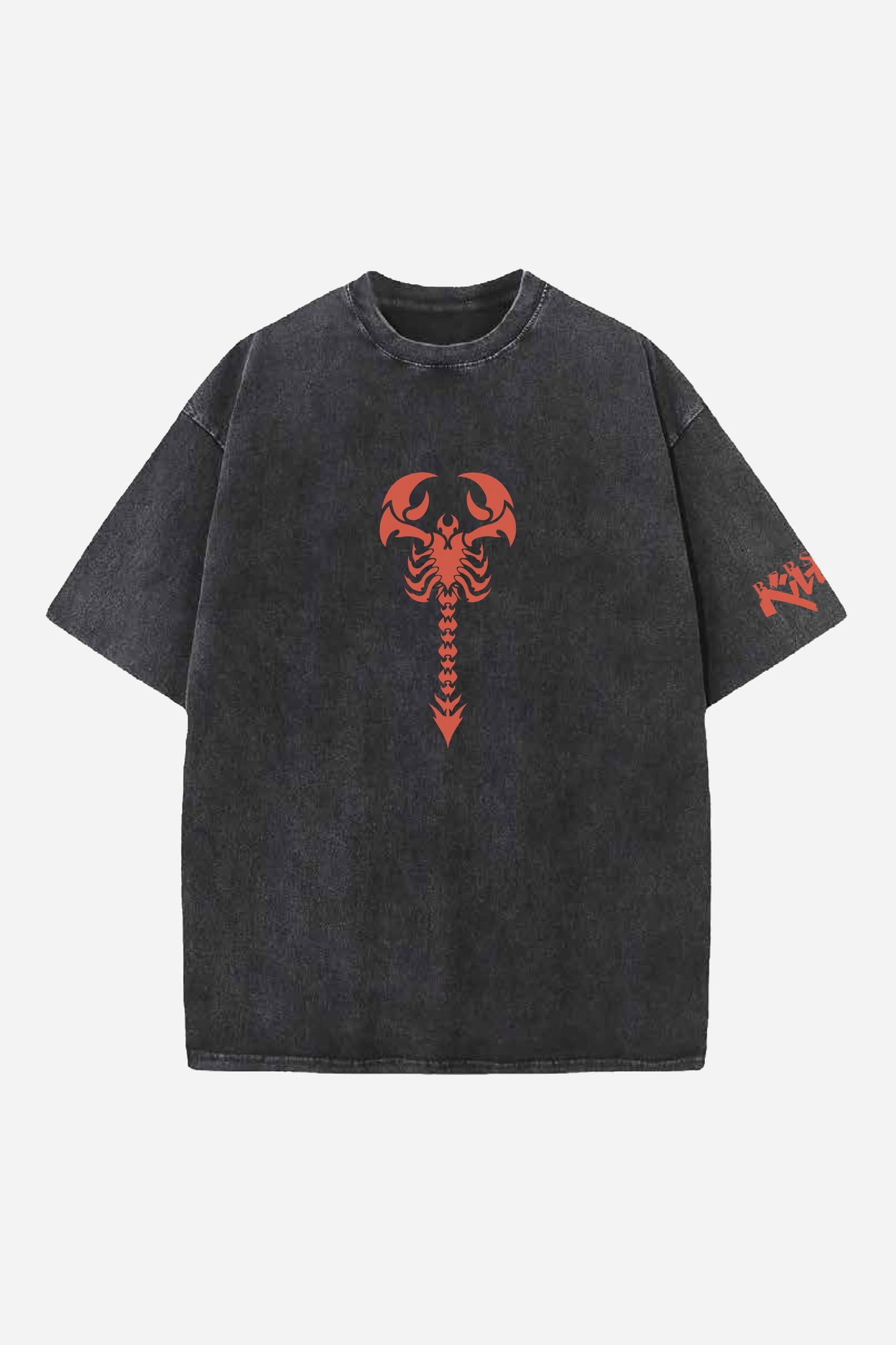 BERSERK ANIME DESIGNED ACID-WASH OVERSIZED T-SHIRT