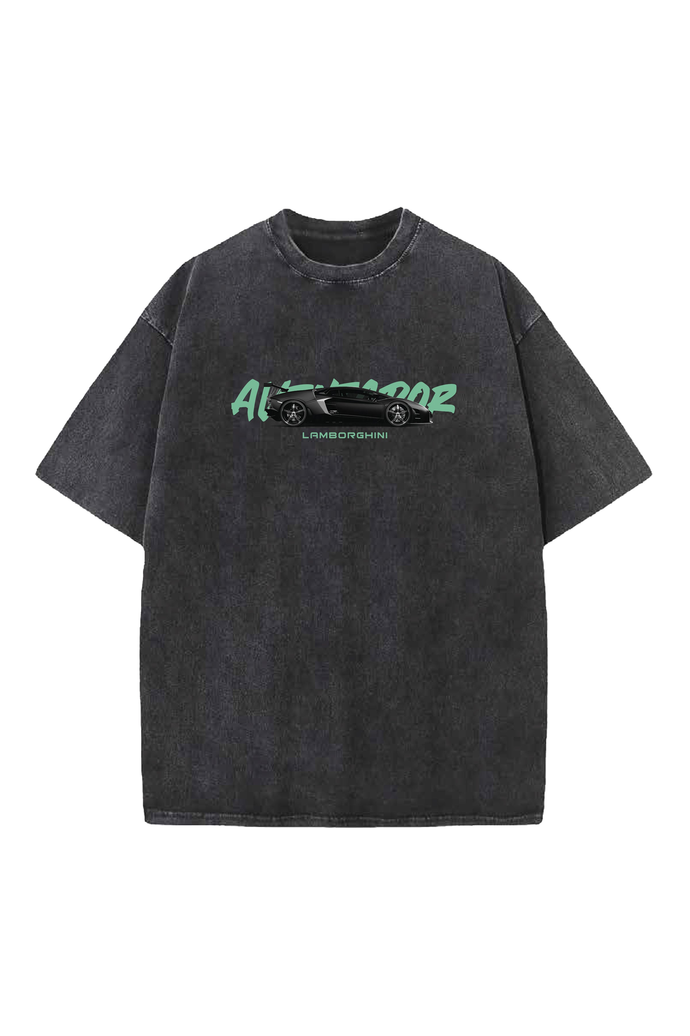 LAMBO CARS DESIGNED ACID-WASH OVERSIZED T-SHIRT