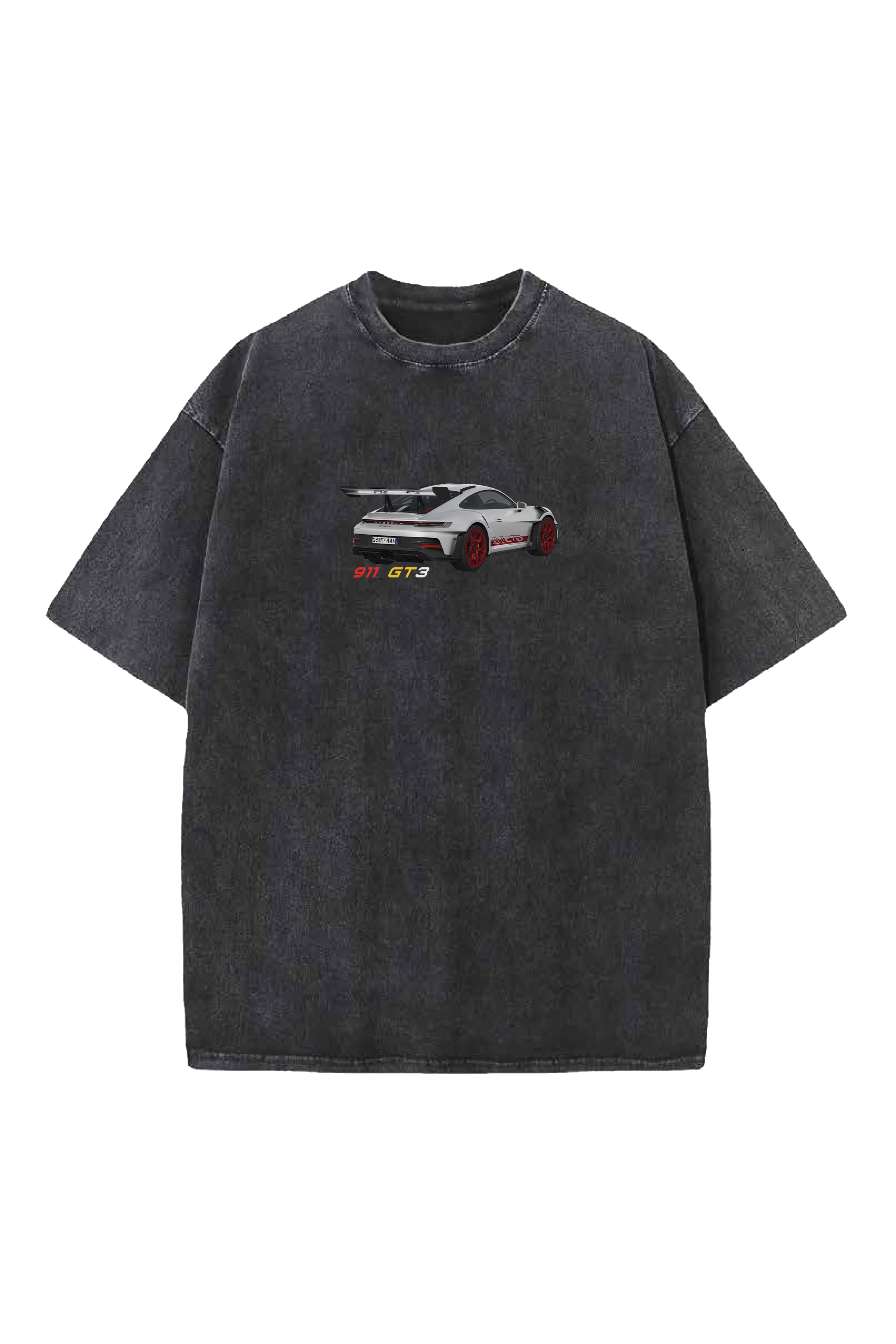 911 GT3 CARS DESIGNED ACID-WASH OVERSIZED T-SHIRT