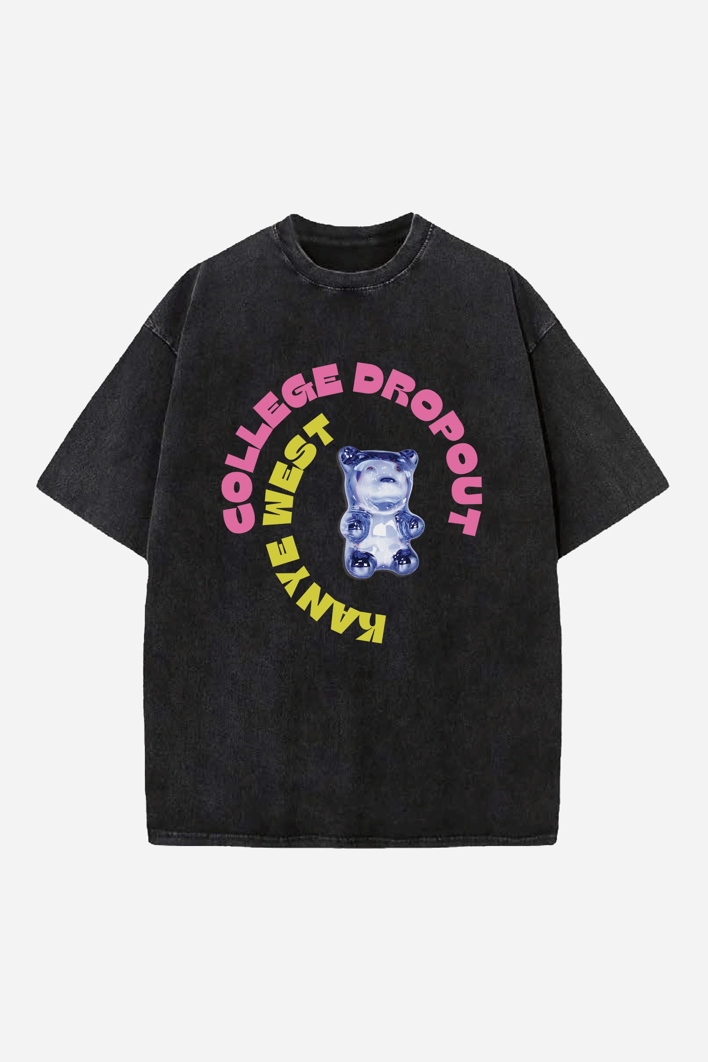 COLLEGE DROPOUT DESIGNED ACID-WASH OVERSIZED T-SHIRT