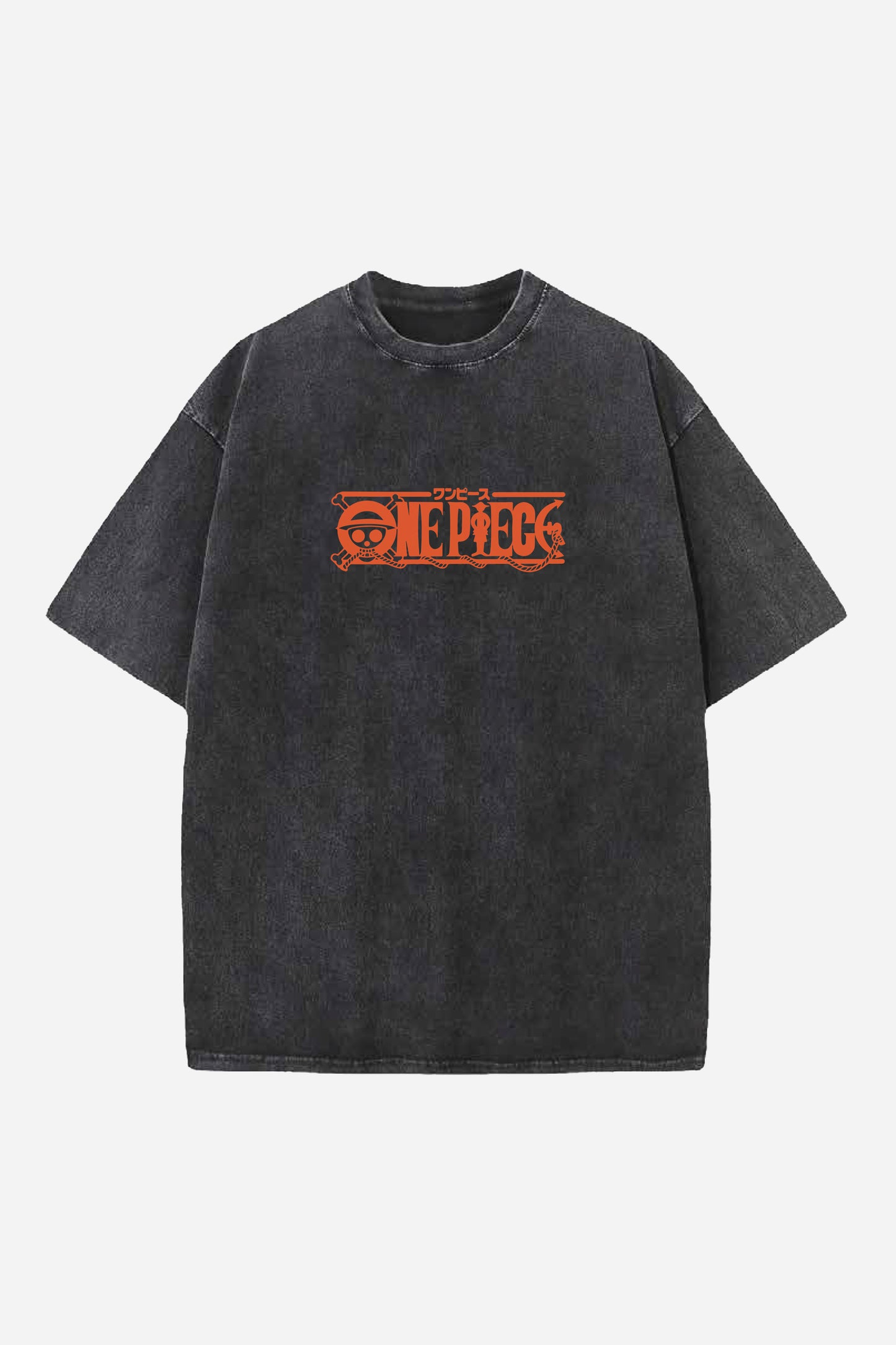 LUFFY SHANKS ANIME DESIGNED ACID-WASH OVERSIZED T-SHIRT