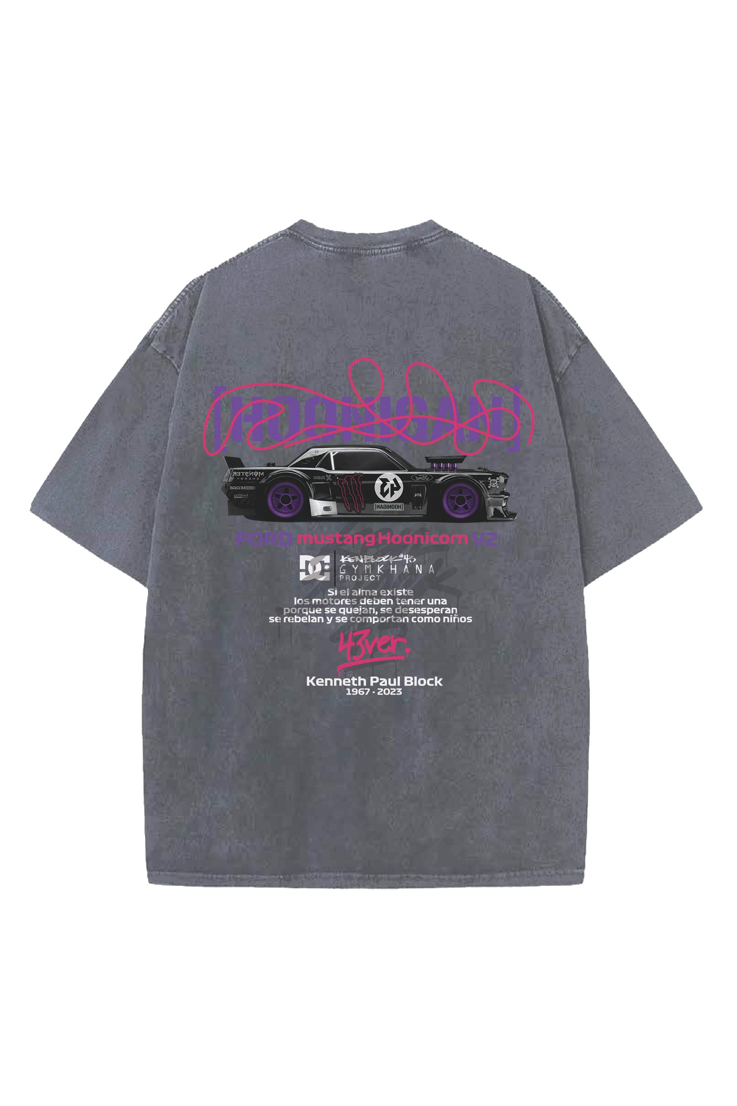 HOONIGAN CARS DESIGNED ACID-WASH OVERSIZED T-SHIRT