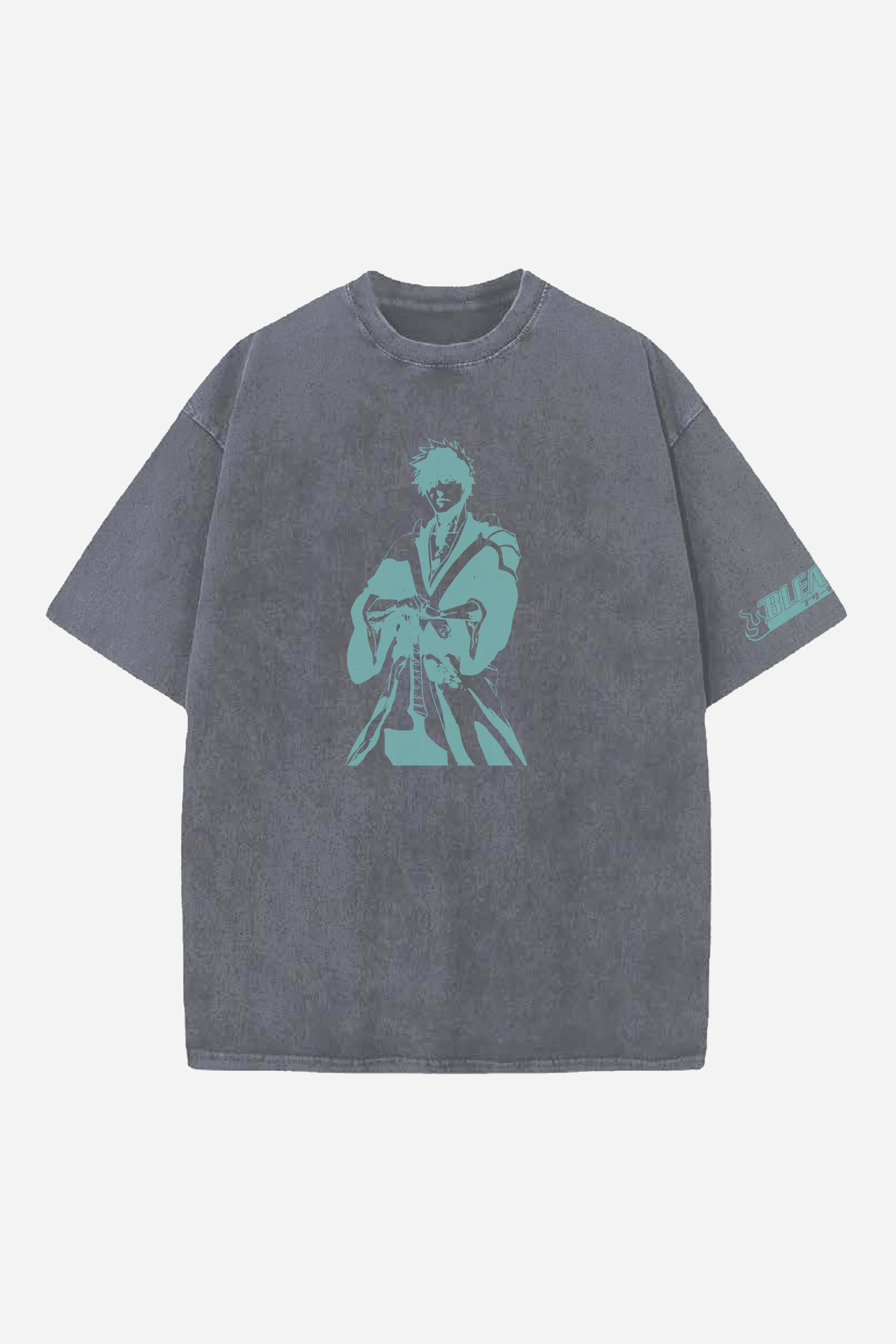 ICHIGO ANIME DESIGNED ACID-WASH OVERSIZED T-SHIRT