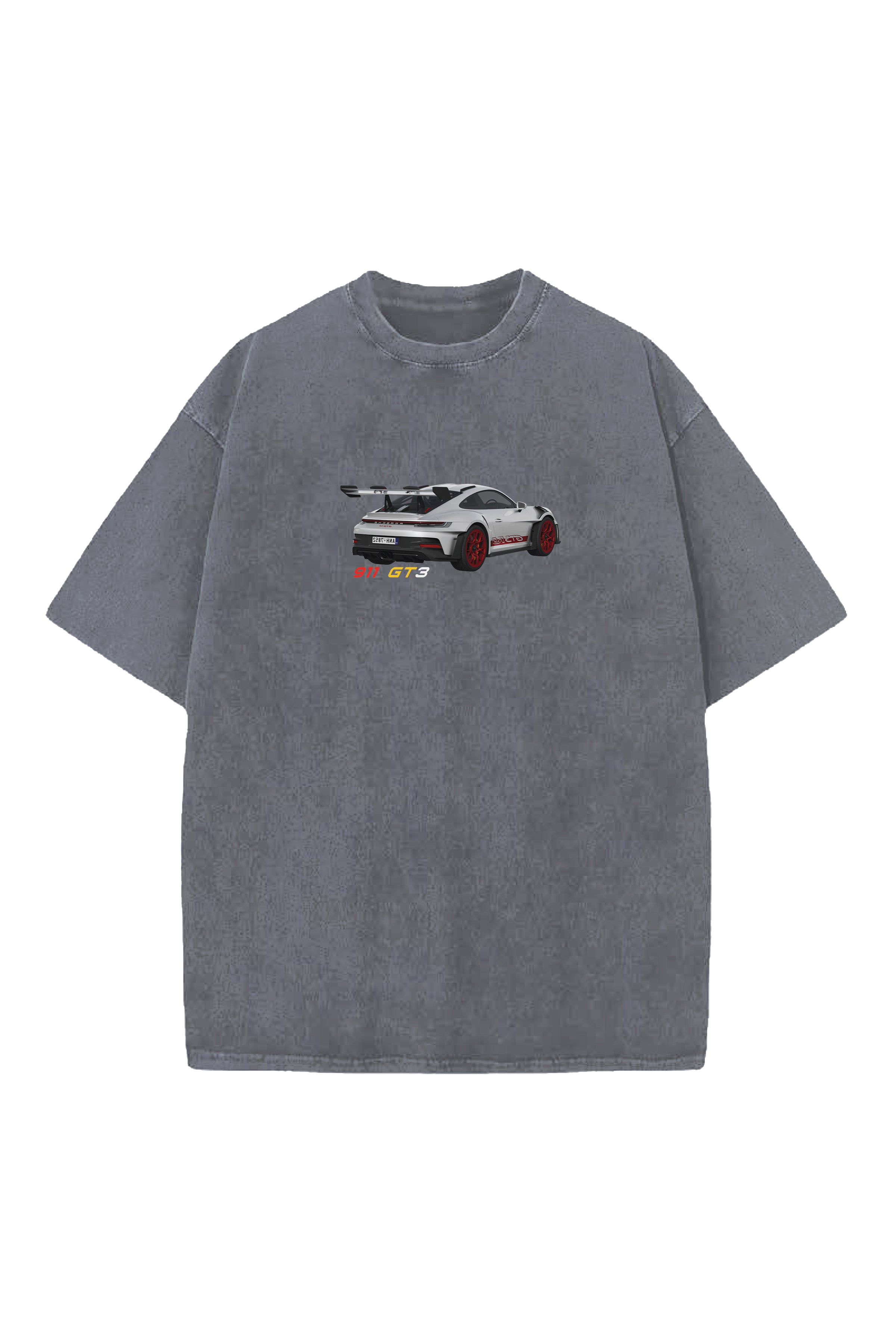 911 GT3 CARS DESIGNED ACID-WASH OVERSIZED T-SHIRT