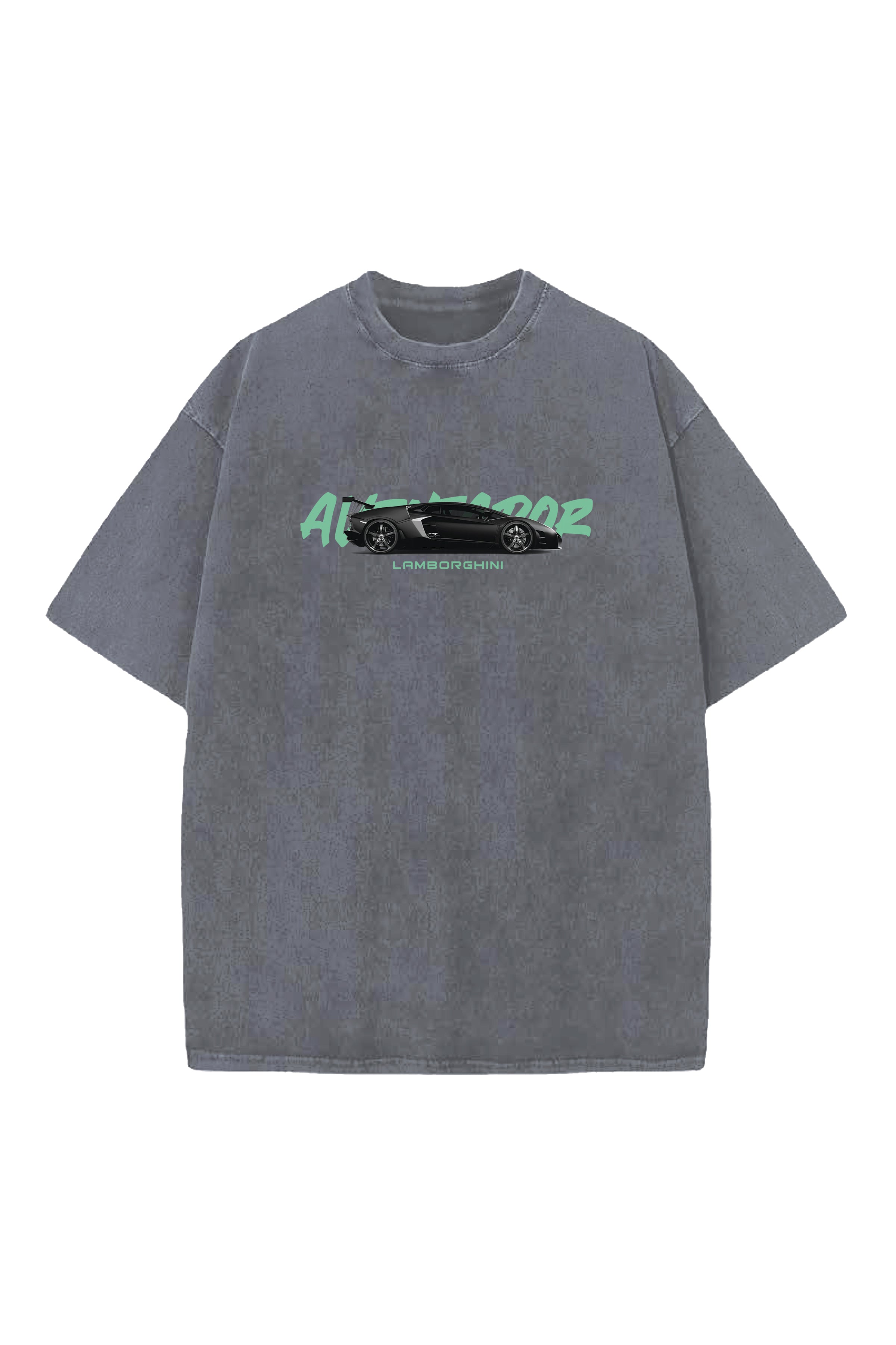 LAMBO CARS DESIGNED ACID-WASH OVERSIZED T-SHIRT