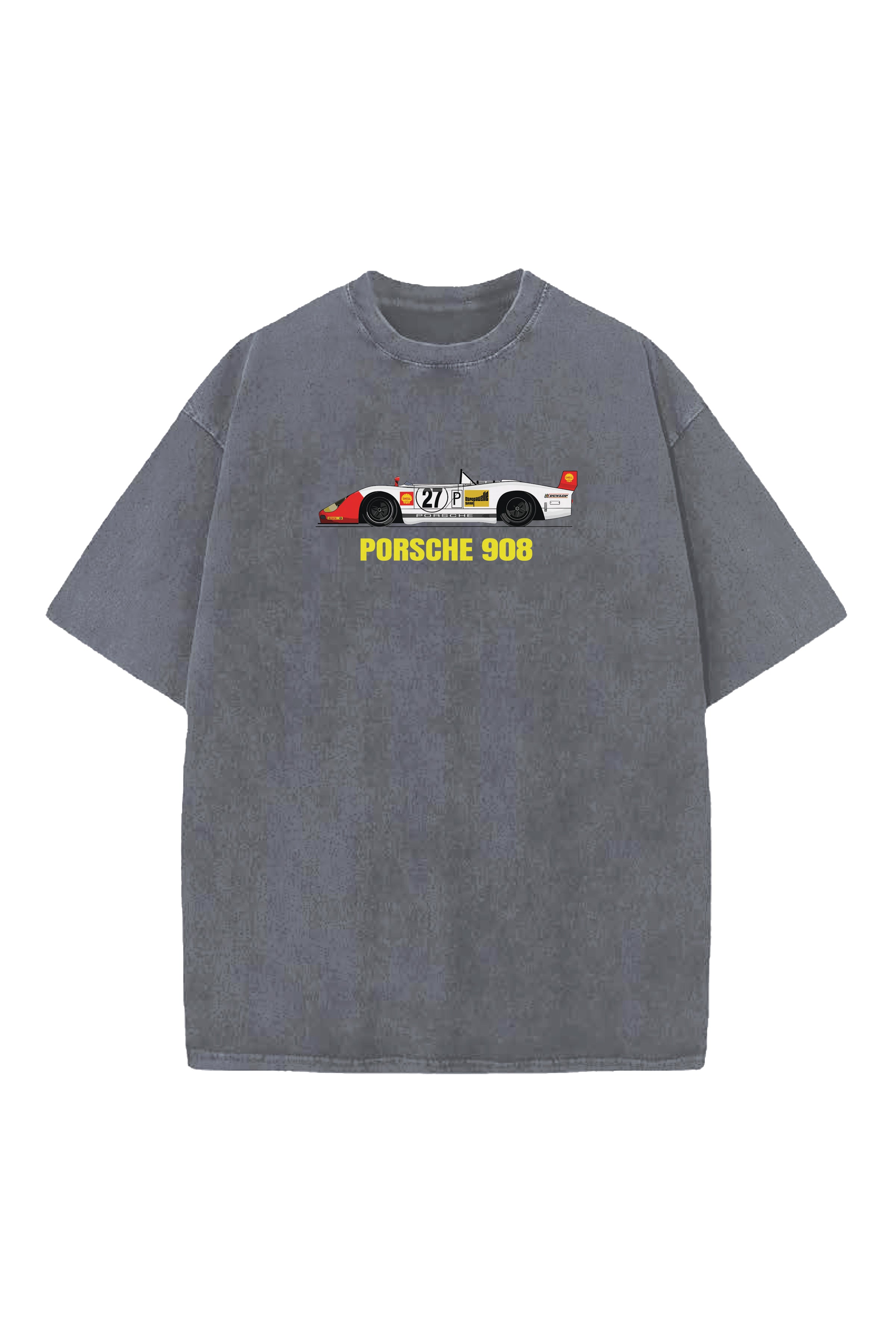 PORSCHE 908 CARS DESIGNED ACID-WASH OVERSIZED T-SHIRT