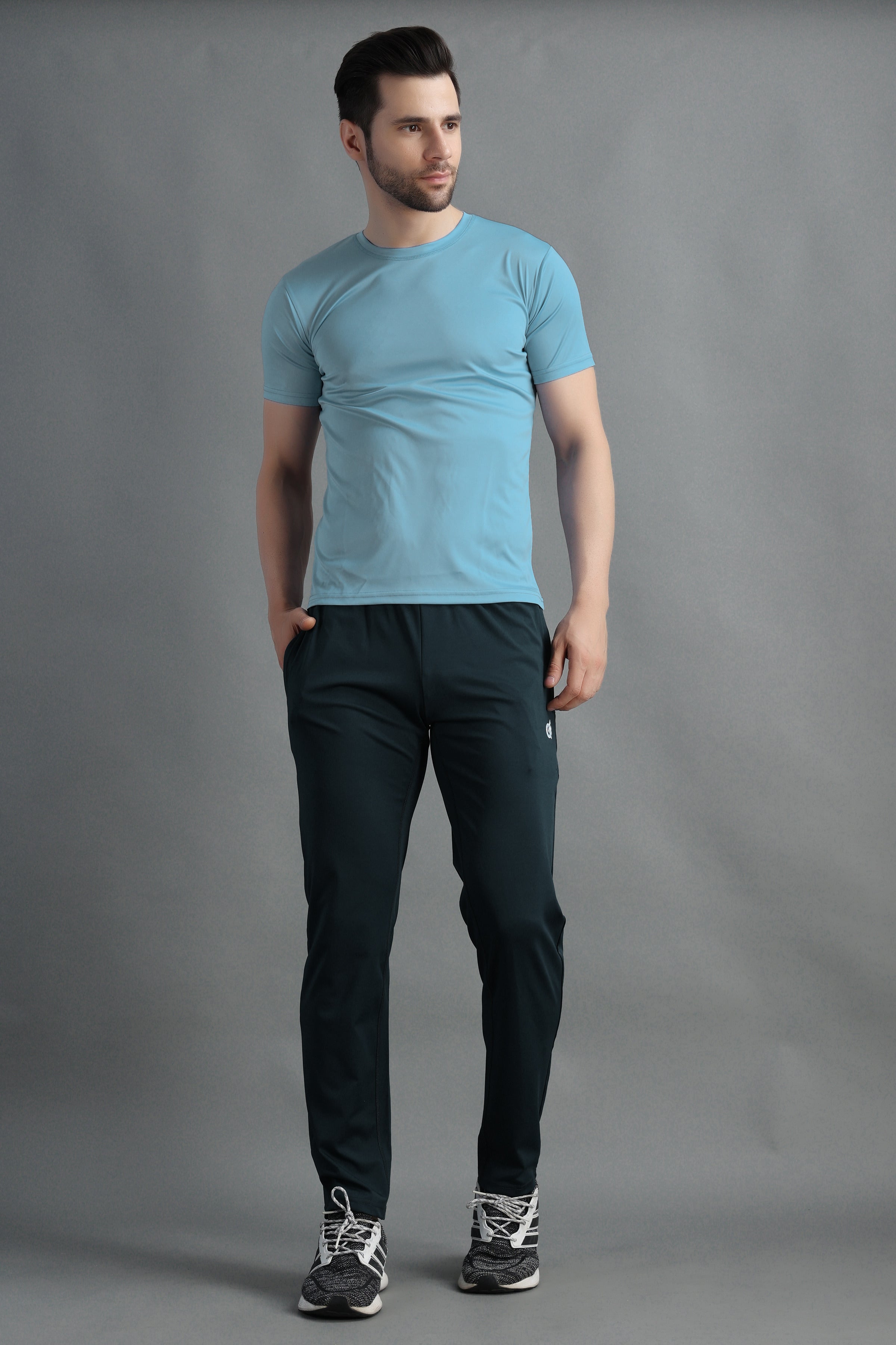 Cyan-Blue Highly Stretchable Joggers | Track Pants