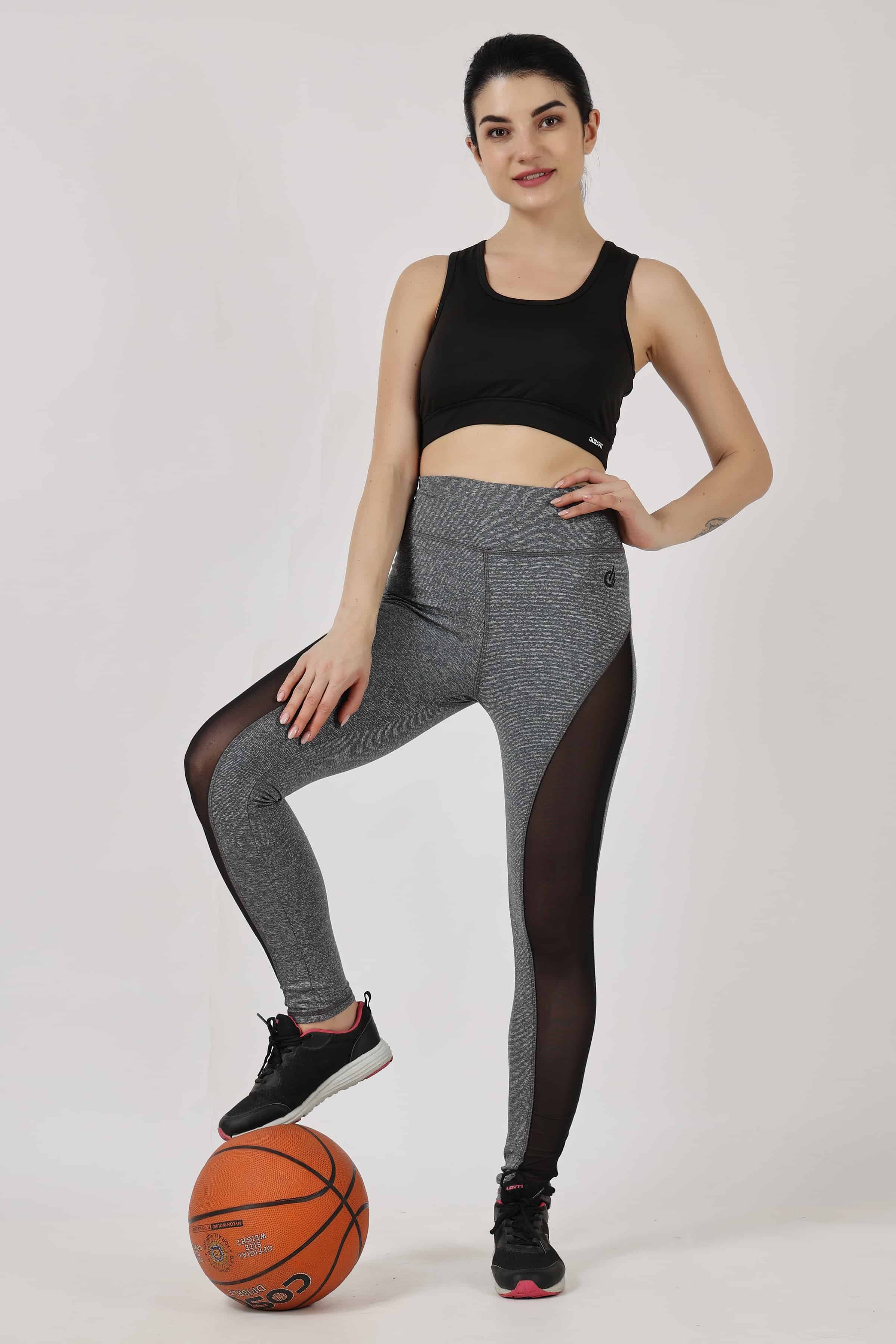 Ash Gray with Net Highly Stretchable Leggings | Tights