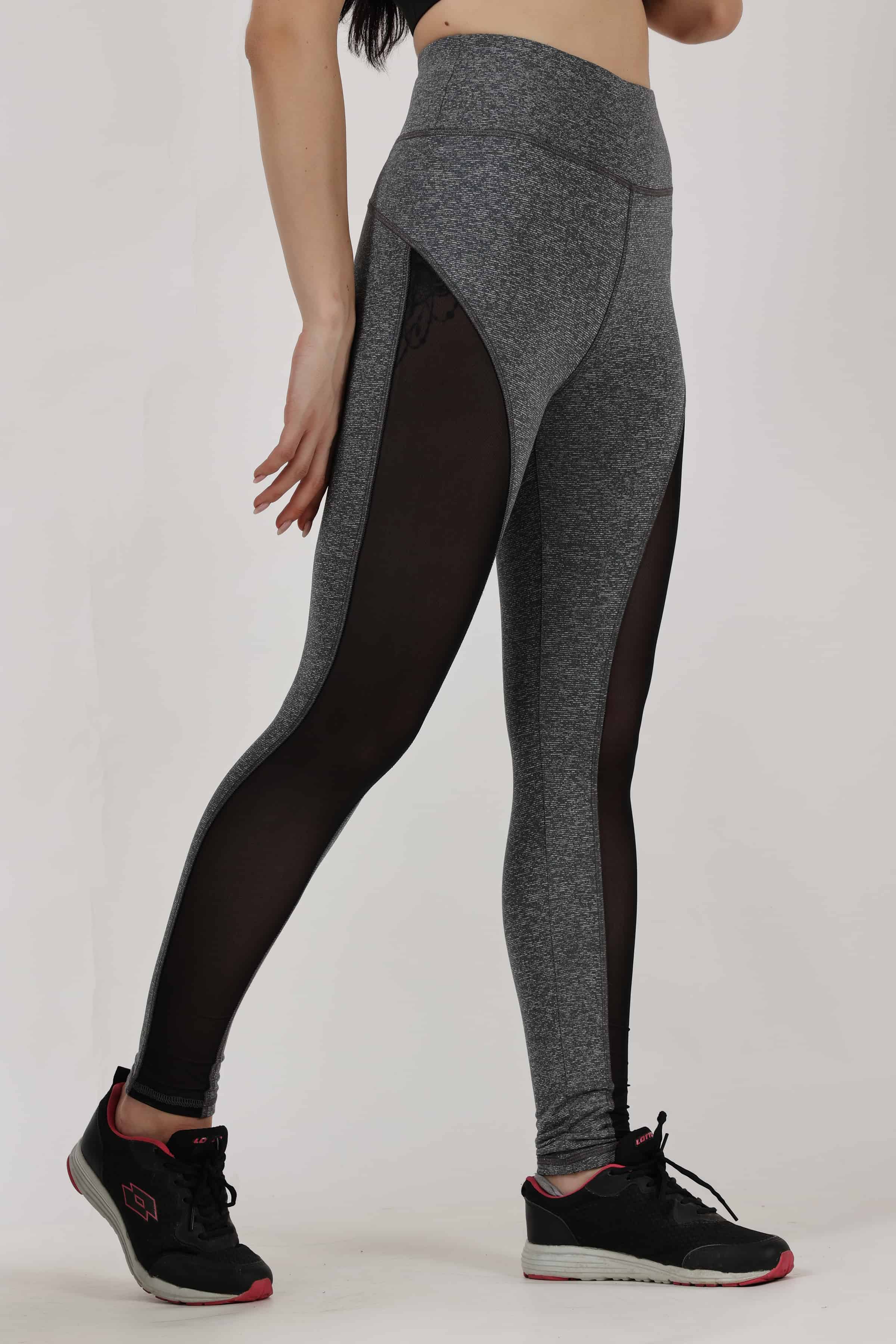 Ash Gray with Net Highly Stretchable Leggings | Tights