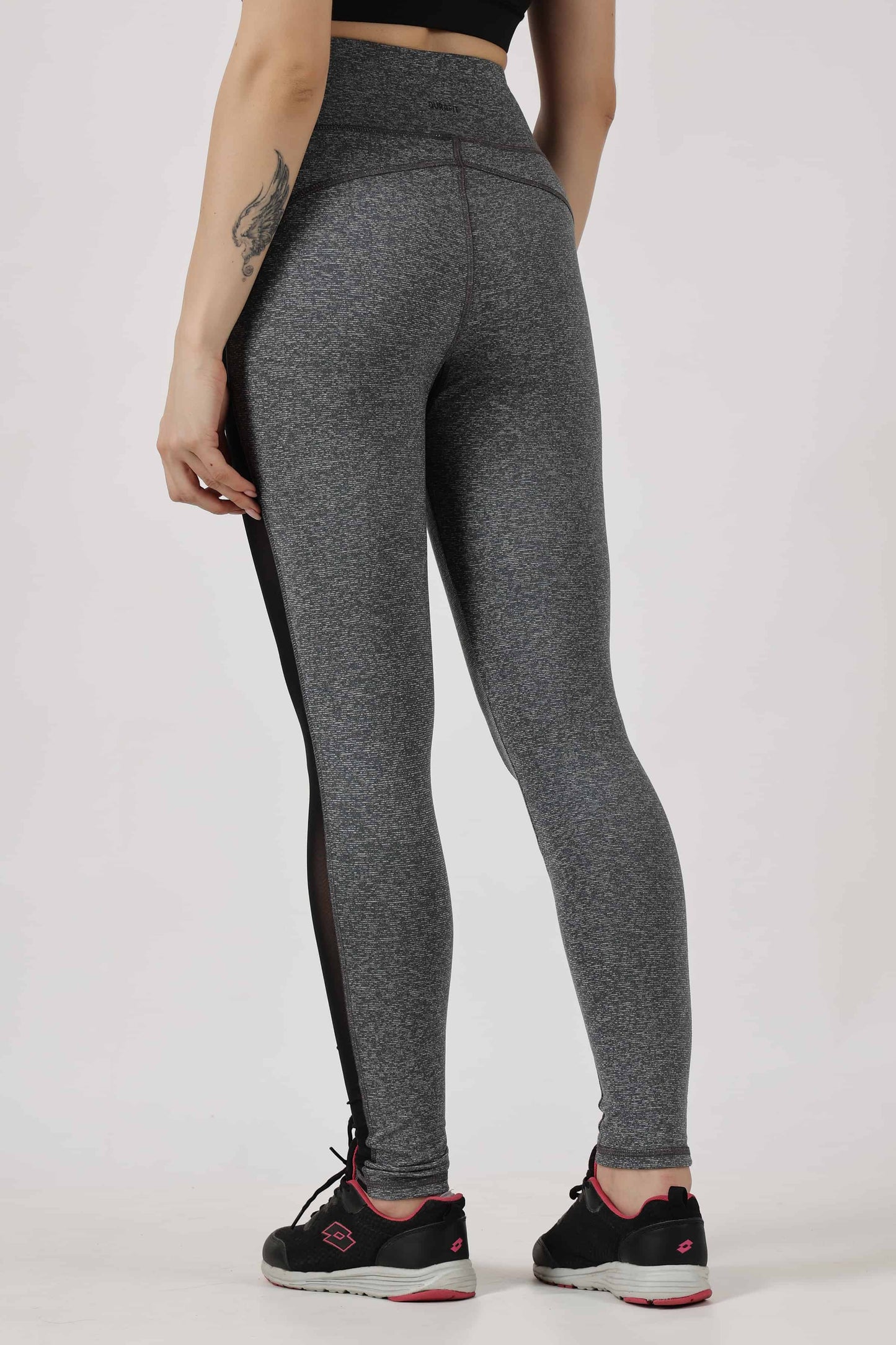 Ash Gray with Net Highly Stretchable Leggings | Tights