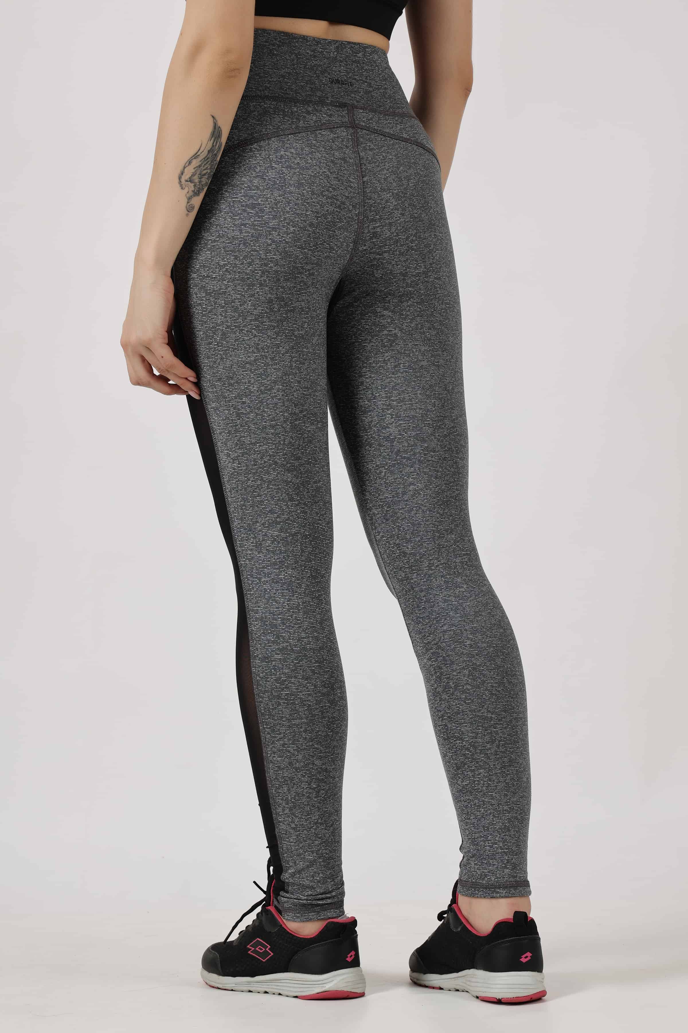 Ash Gray with Net Highly Stretchable Leggings | Tights