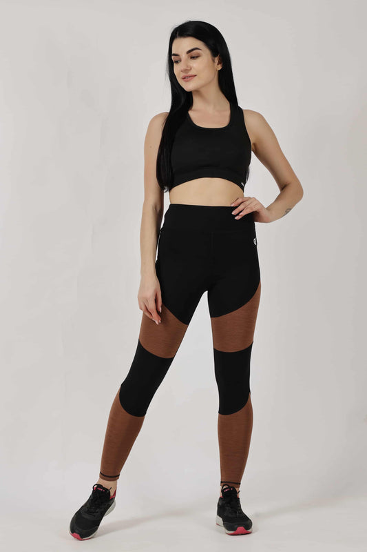 Black with Brown blended Highly Stretchable Leggings | Tights