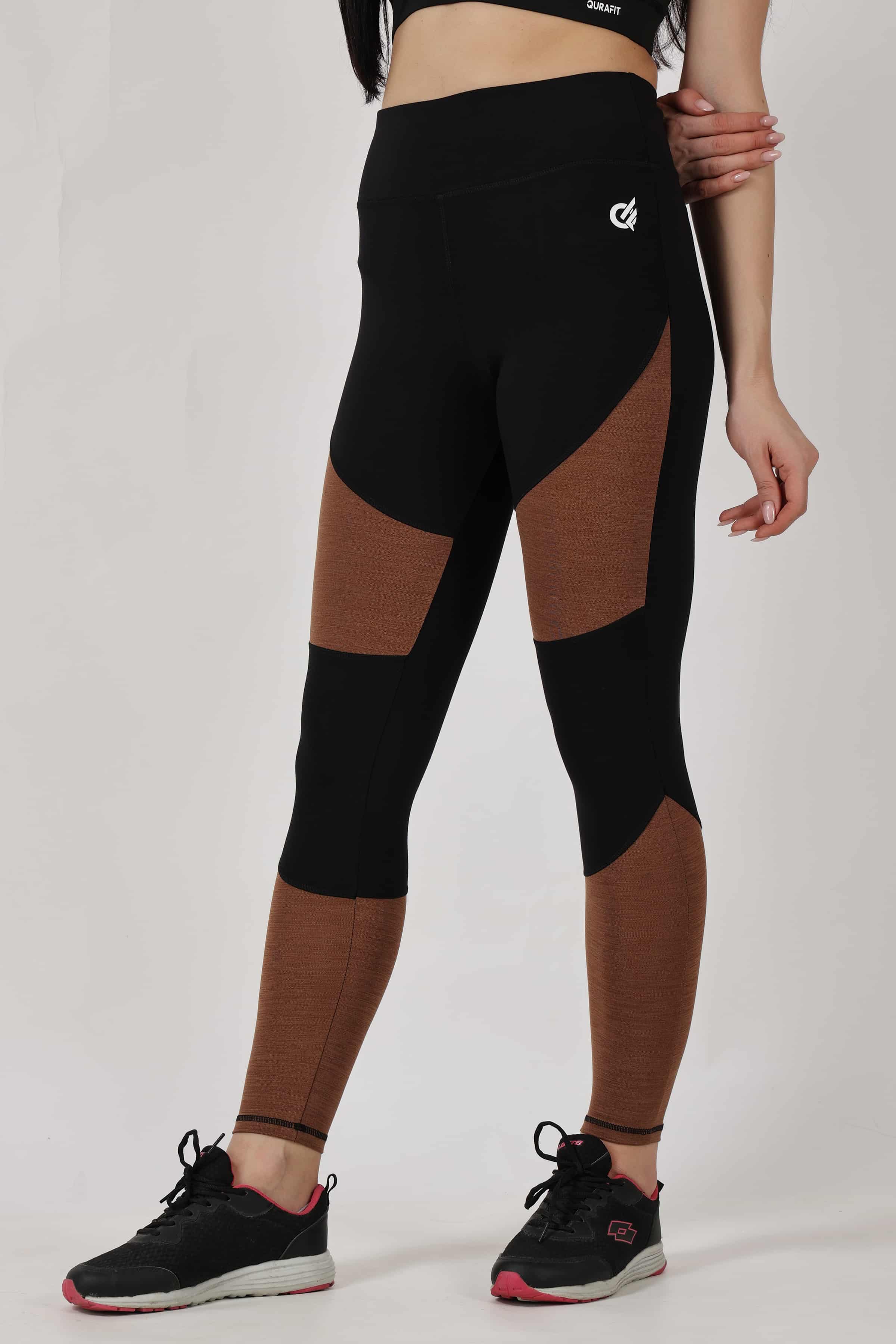 Black with Brown blended Highly Stretchable Leggings | Tights