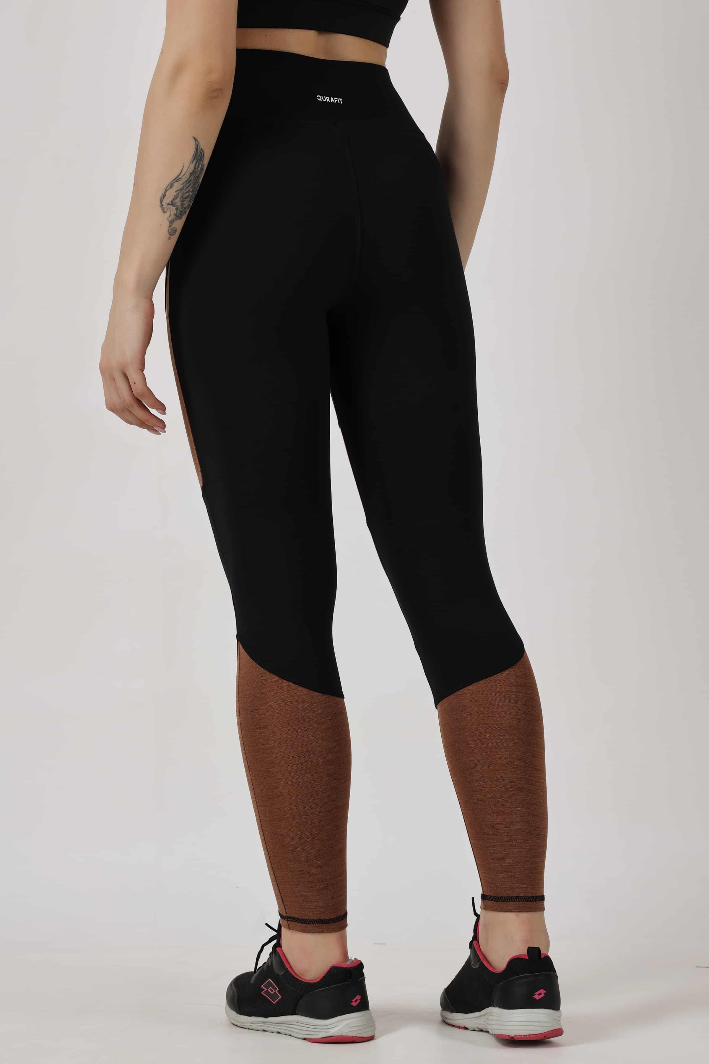 Black with Brown blended Highly Stretchable Leggings | Tights