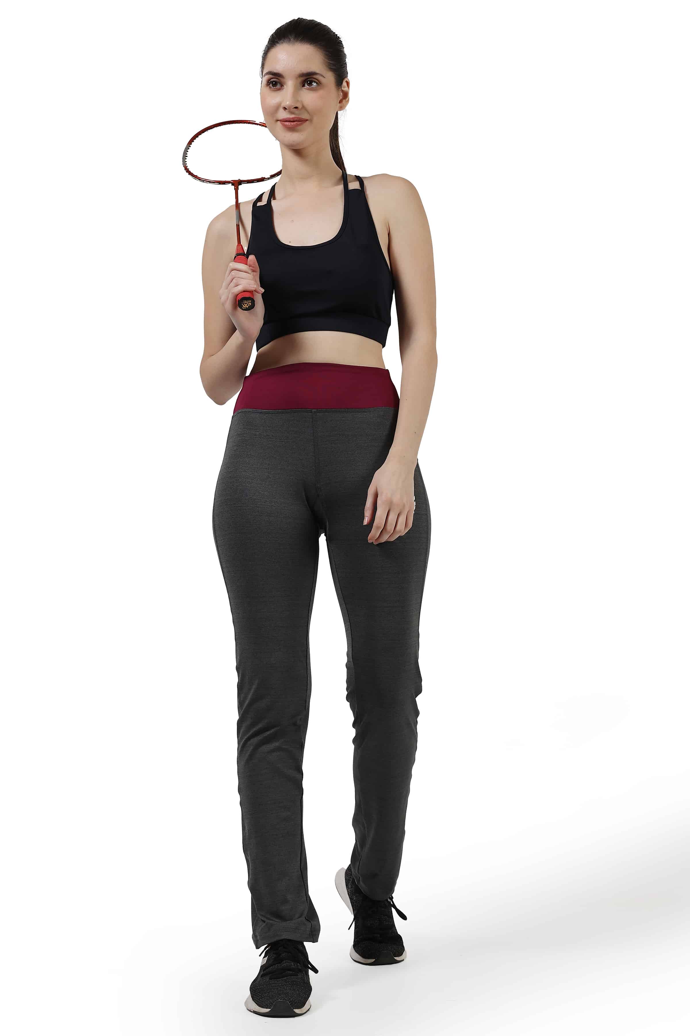 Light Granite Gray with Magenta Blend Highly Stretchable Straight Fit Legging