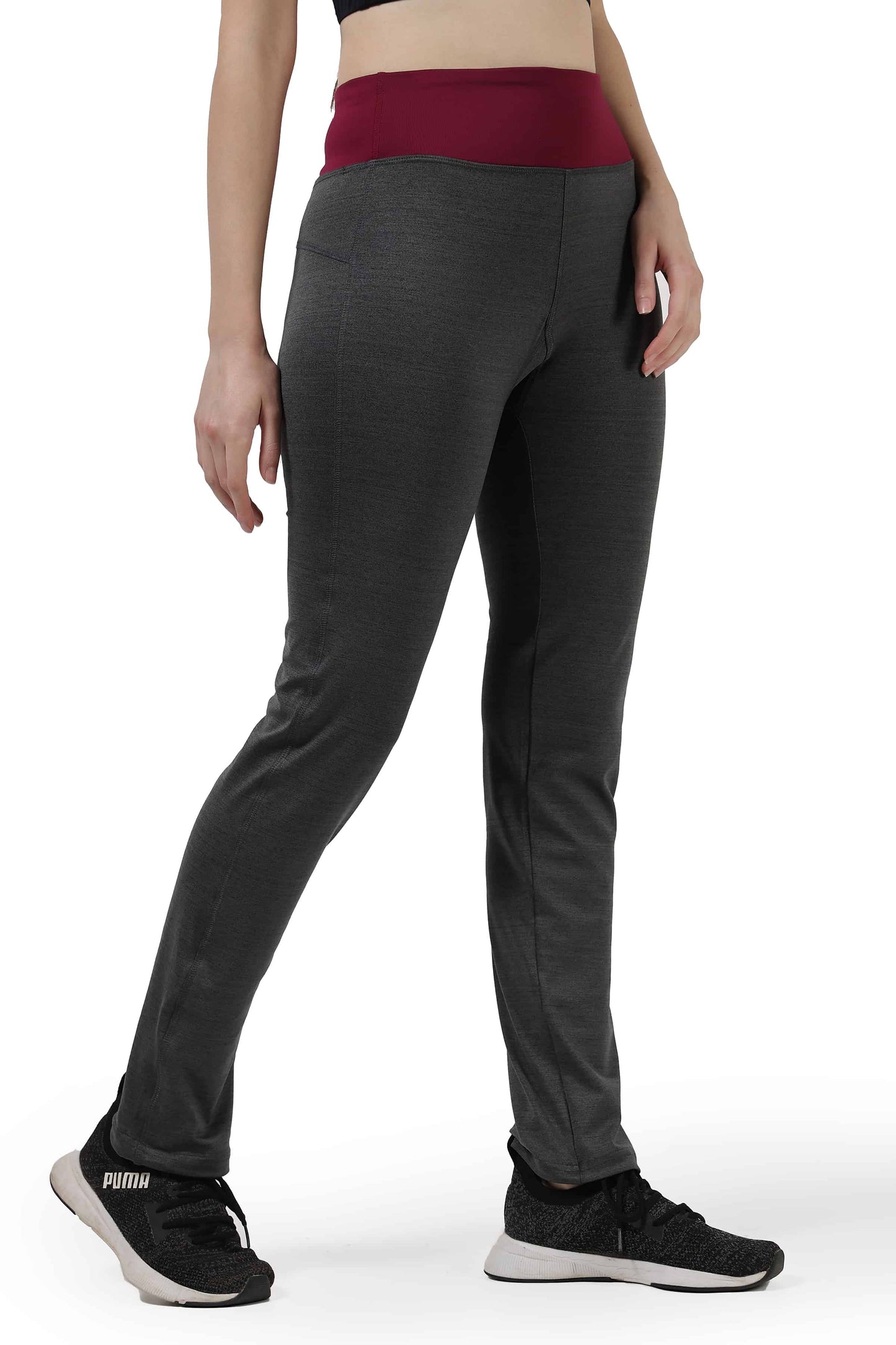 Light Granite Gray with Magenta Blend Highly Stretchable Straight Fit Legging