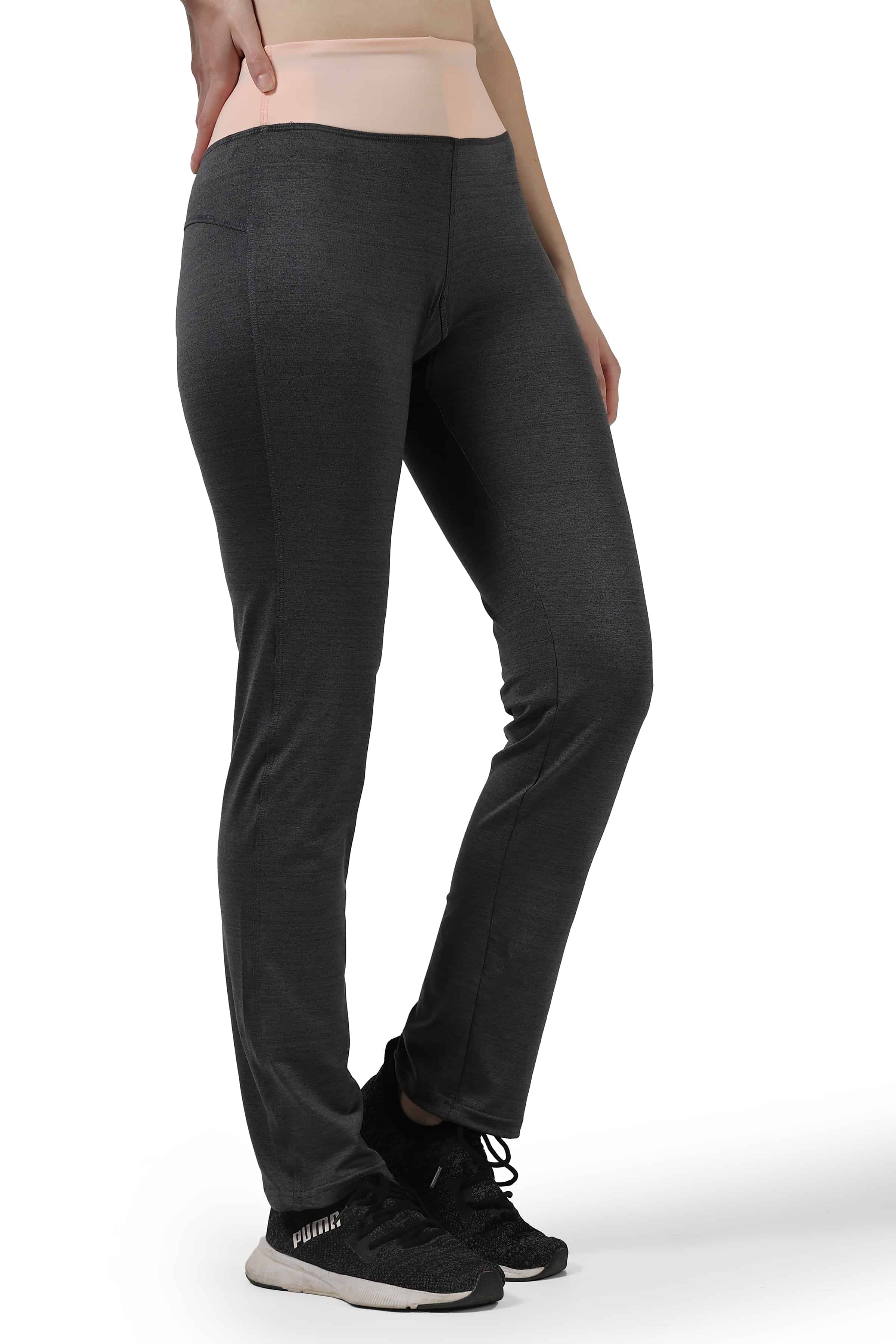 Misty Rose & Grey Blend Highly Stretchable Straight Fit Leggings