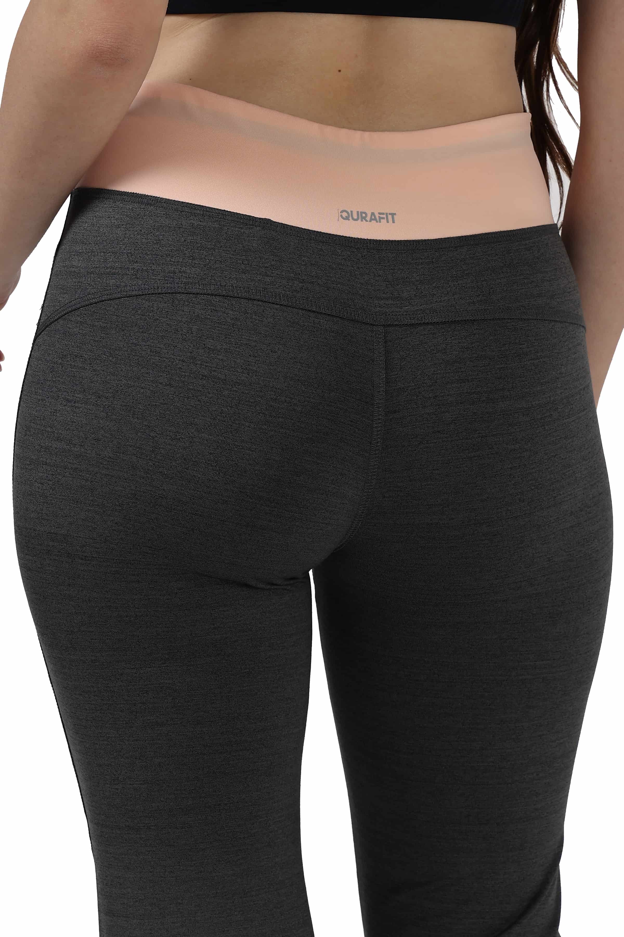 Misty Rose & Grey Blend Highly Stretchable Straight Fit Leggings