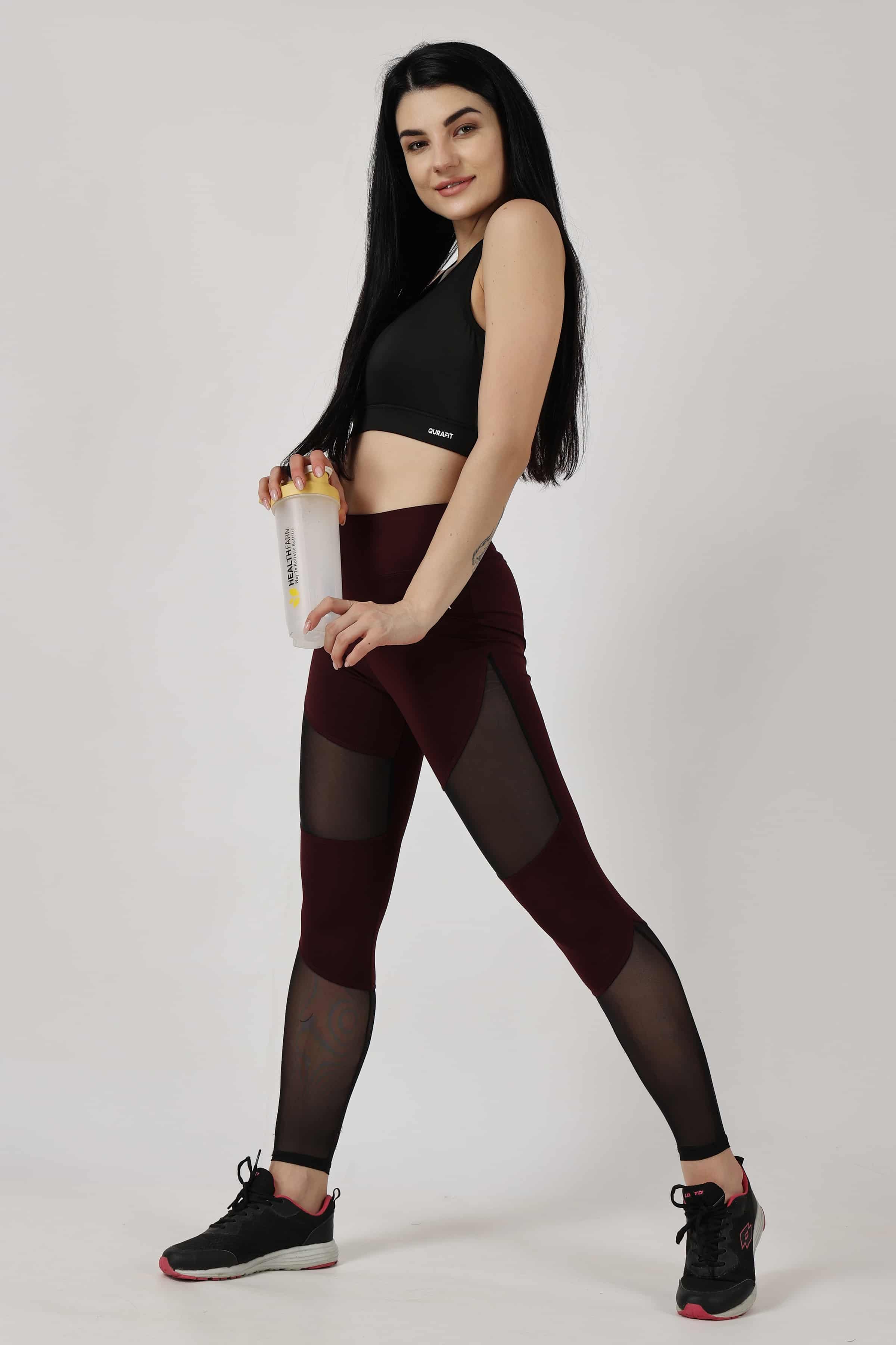 Wine With Net Highly Stretchable Leggings | Tights