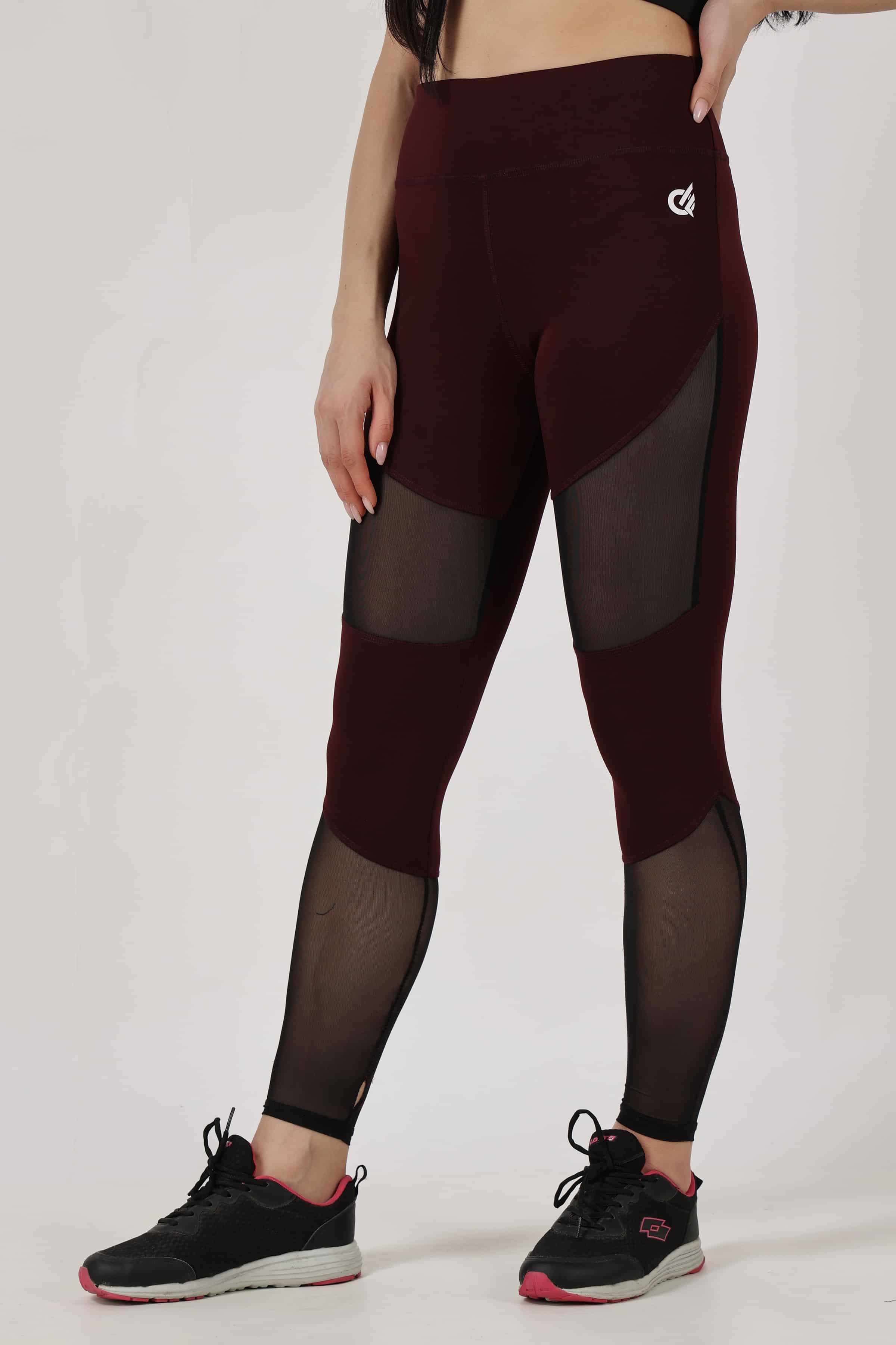 Wine With Net Highly Stretchable Leggings | Tights