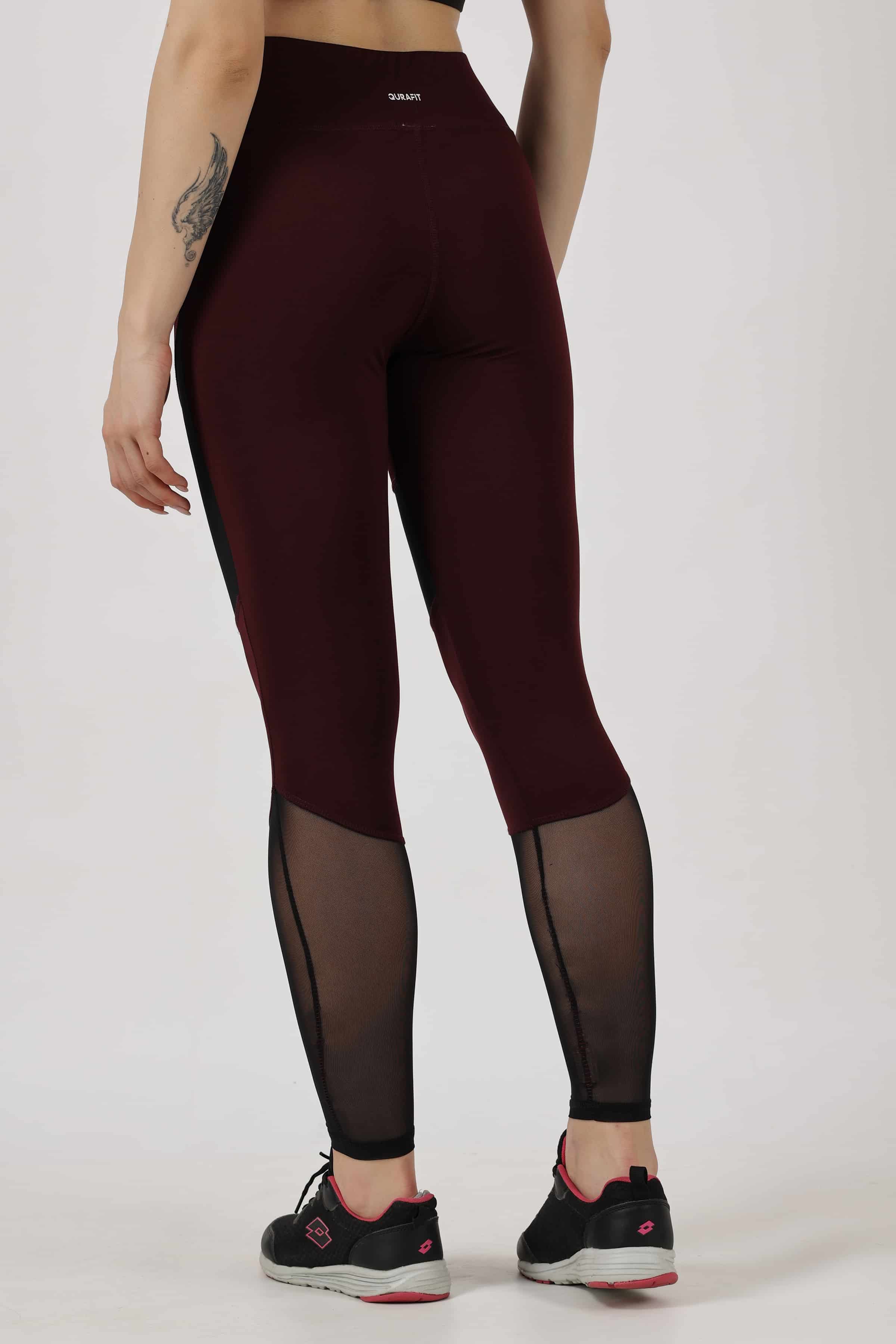 Wine With Net Highly Stretchable Leggings | Tights