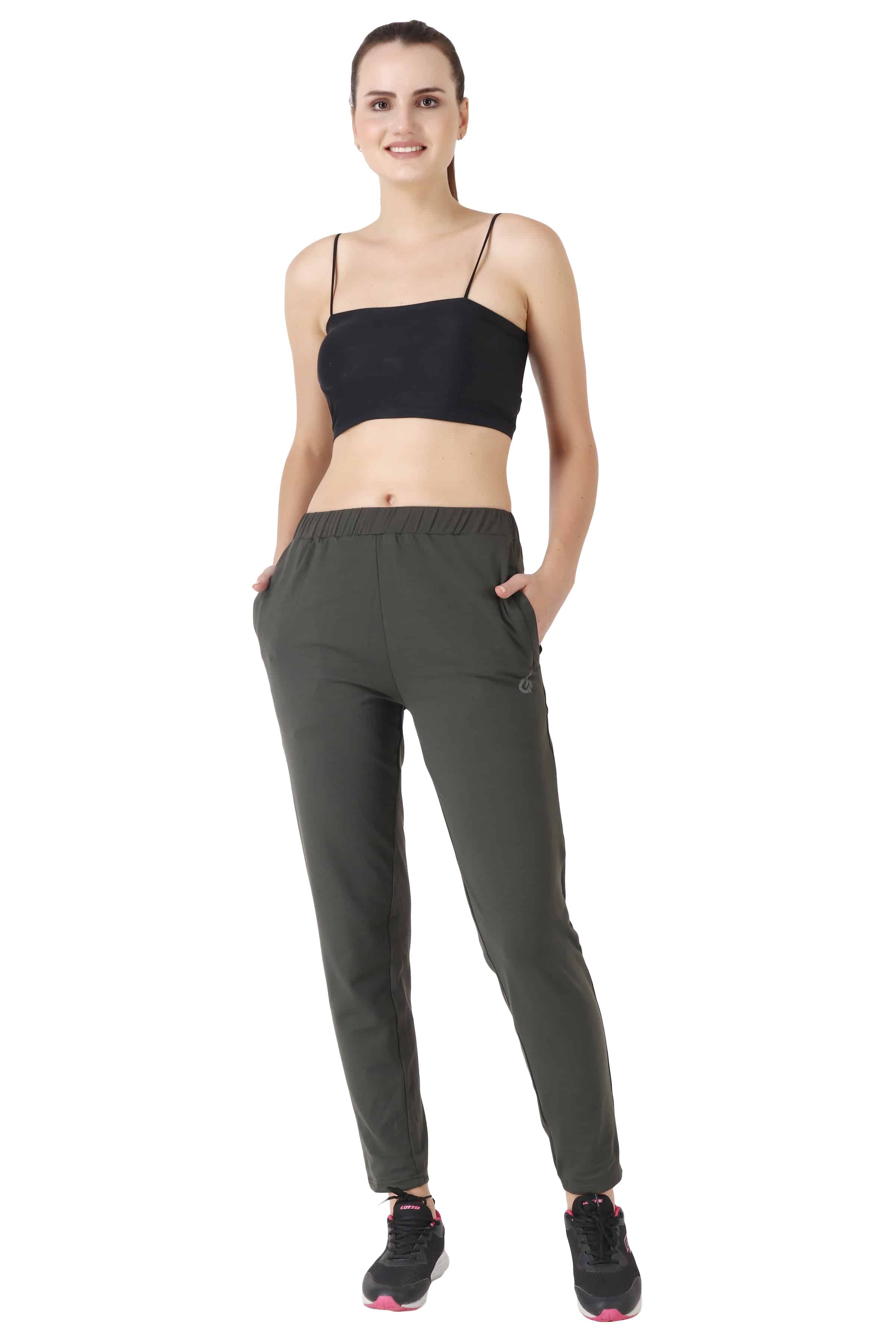 Olive Highly Stretchable Track Pants