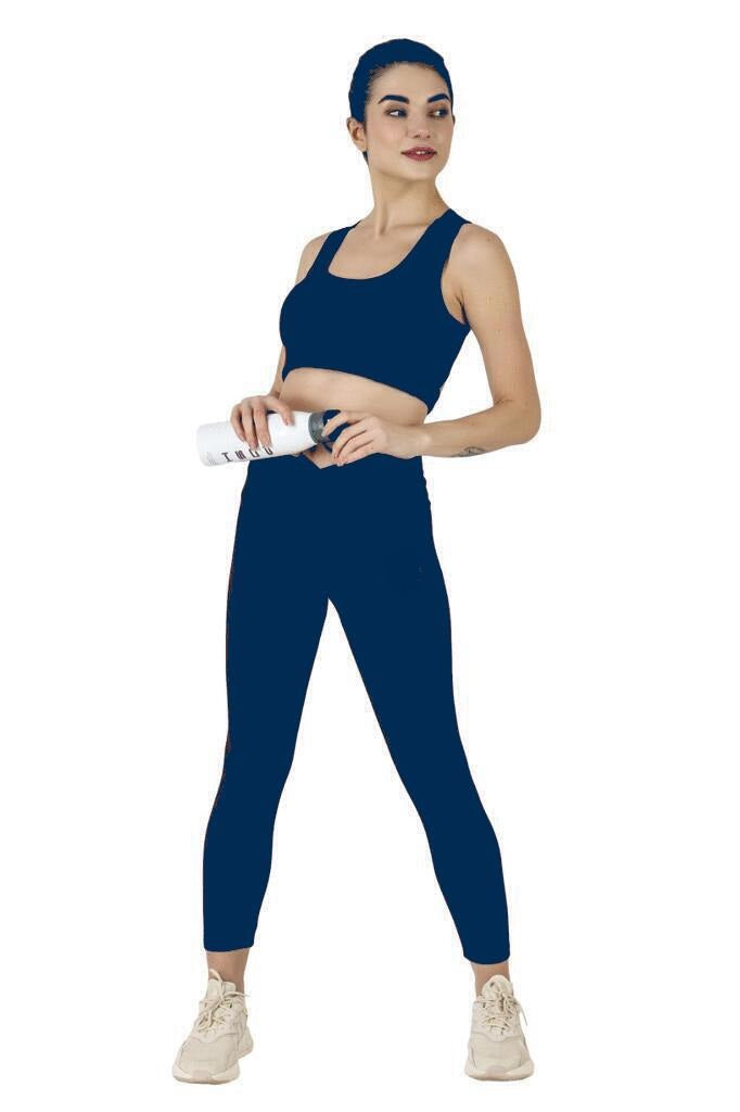 Navy Blue Sports Bra with removable cups